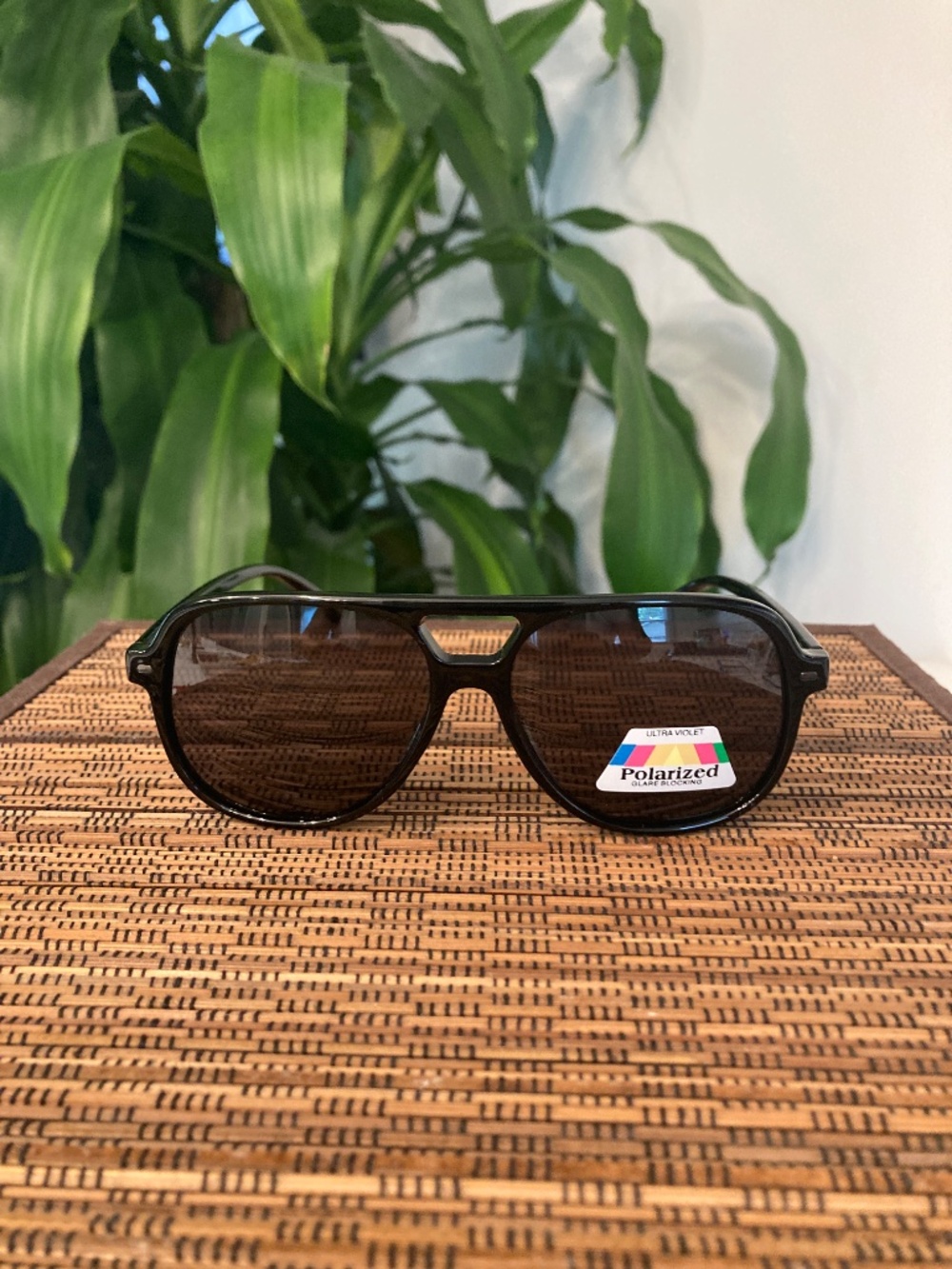Acetate Aviator Frame Sunglasses (P51281POL) BLACK